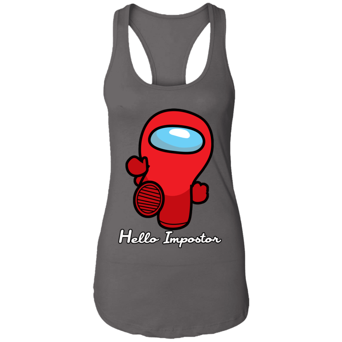 T-Shirts Dark Grey / X-Small Hello Impostor Ladies Ideal Racerback Tank