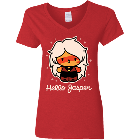 T-Shirts Red / S Hello Jasper Women's V-Neck T-Shirt