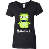 T-Shirts Black / S Hello Kuchi Women's V-Neck T-Shirt