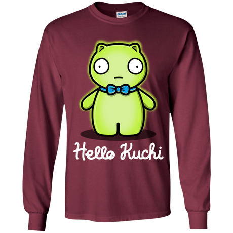 T-Shirts Maroon / YS Hello Kuchi Youth Long Sleeve T-Shirt