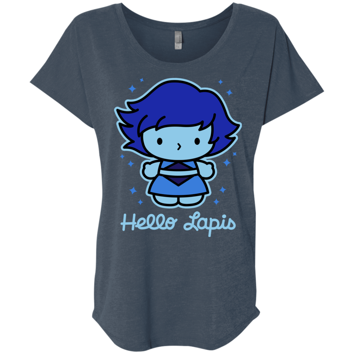 T-Shirts Indigo / X-Small Hello Lapis Triblend Dolman Sleeve