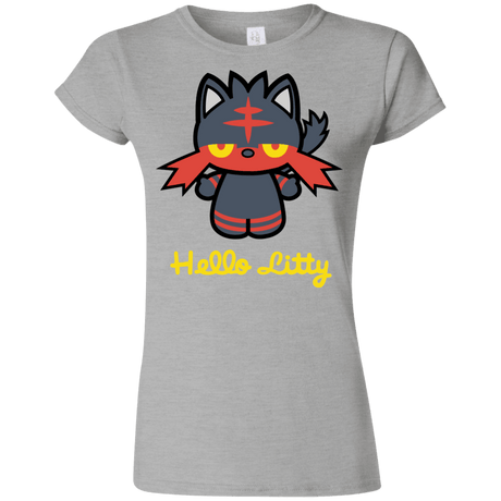 T-Shirts Sport Grey / S Hello Litty Junior Slimmer-Fit T-Shirt