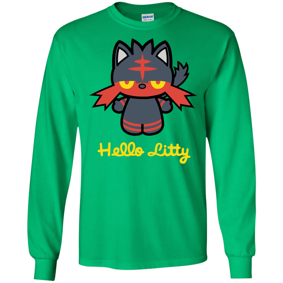 T-Shirts Irish Green / S Hello Litty Men's Long Sleeve T-Shirt