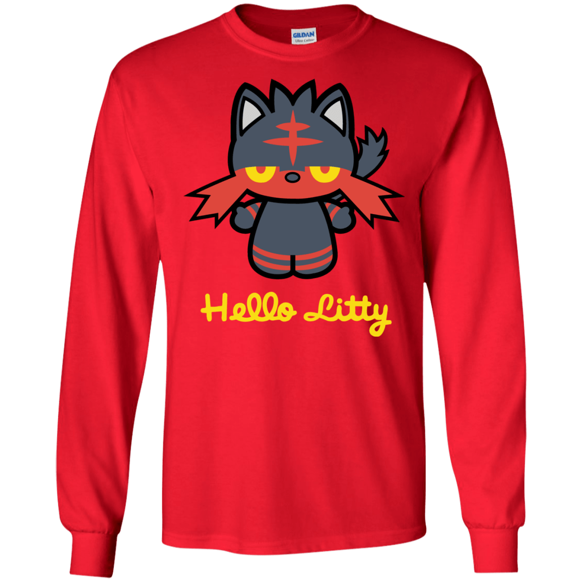 T-Shirts Red / S Hello Litty Men's Long Sleeve T-Shirt