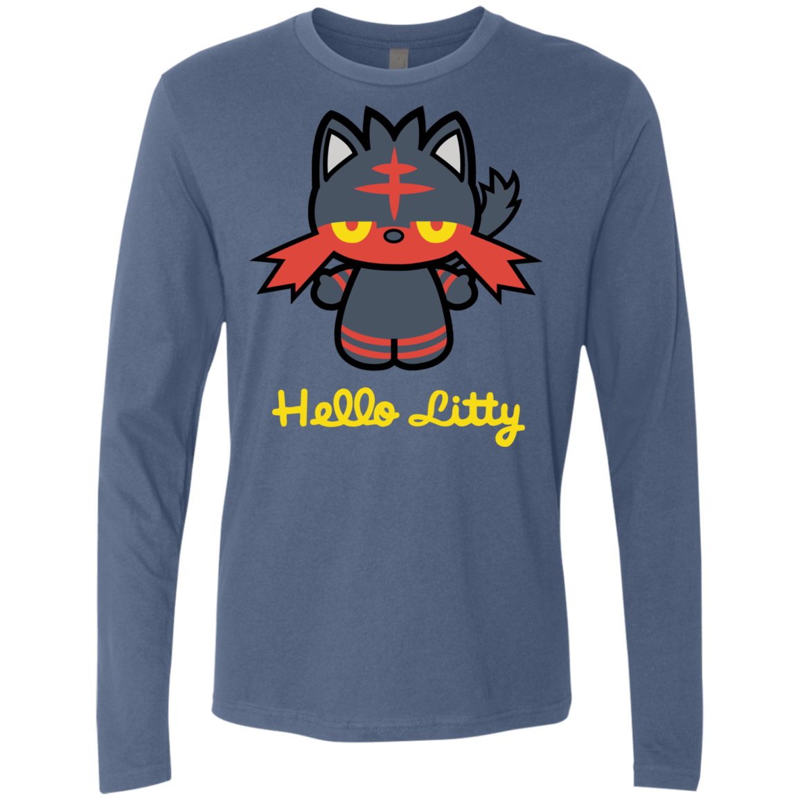 T-Shirts Indigo / S Hello Litty Men's Premium Long Sleeve