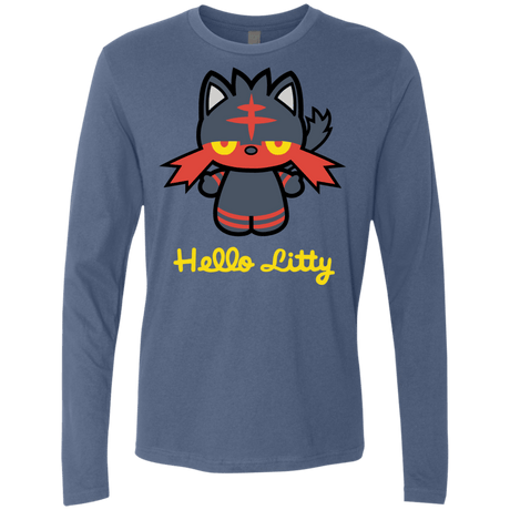 T-Shirts Indigo / S Hello Litty Men's Premium Long Sleeve