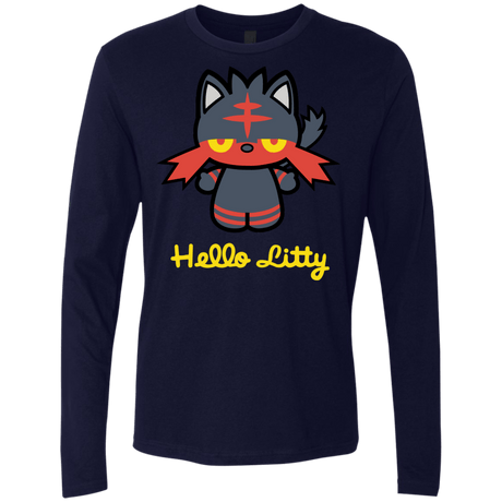 T-Shirts Midnight Navy / S Hello Litty Men's Premium Long Sleeve