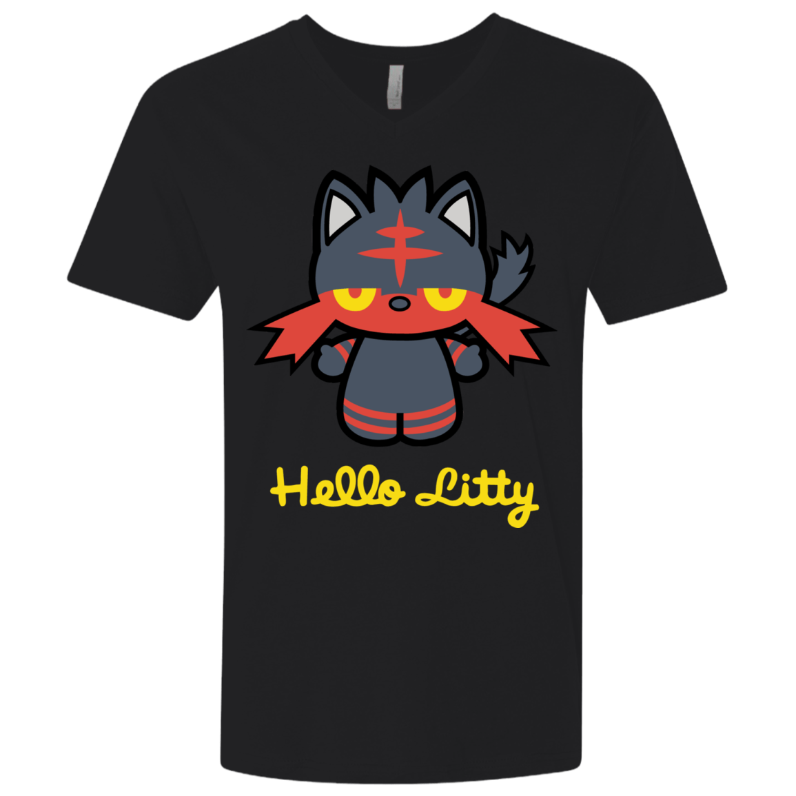 T-Shirts Black / X-Small Hello Litty Men's Premium V-Neck