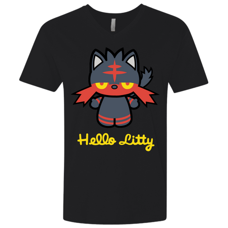 T-Shirts Black / X-Small Hello Litty Men's Premium V-Neck