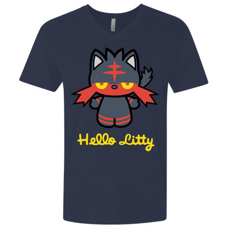 T-Shirts Midnight Navy / X-Small Hello Litty Men's Premium V-Neck