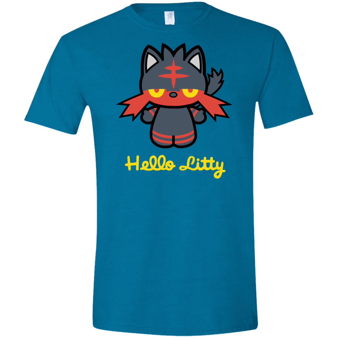 T-Shirts Antique Sapphire / S Hello Litty Men's Semi-Fitted Softstyle