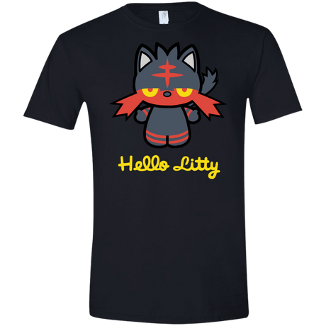 T-Shirts Black / X-Small Hello Litty Men's Semi-Fitted Softstyle