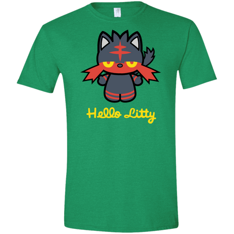 T-Shirts Heather Irish Green / S Hello Litty Men's Semi-Fitted Softstyle