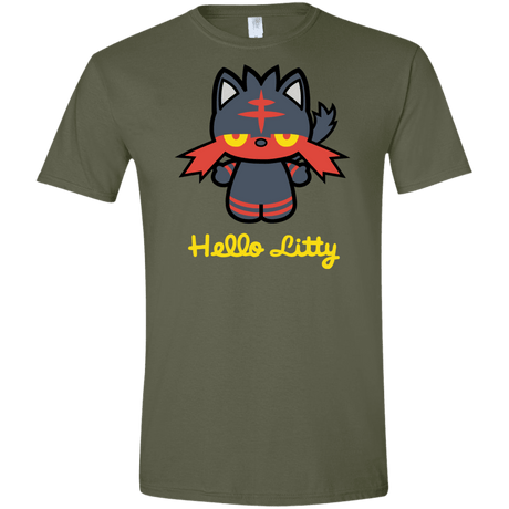 T-Shirts Military Green / S Hello Litty Men's Semi-Fitted Softstyle
