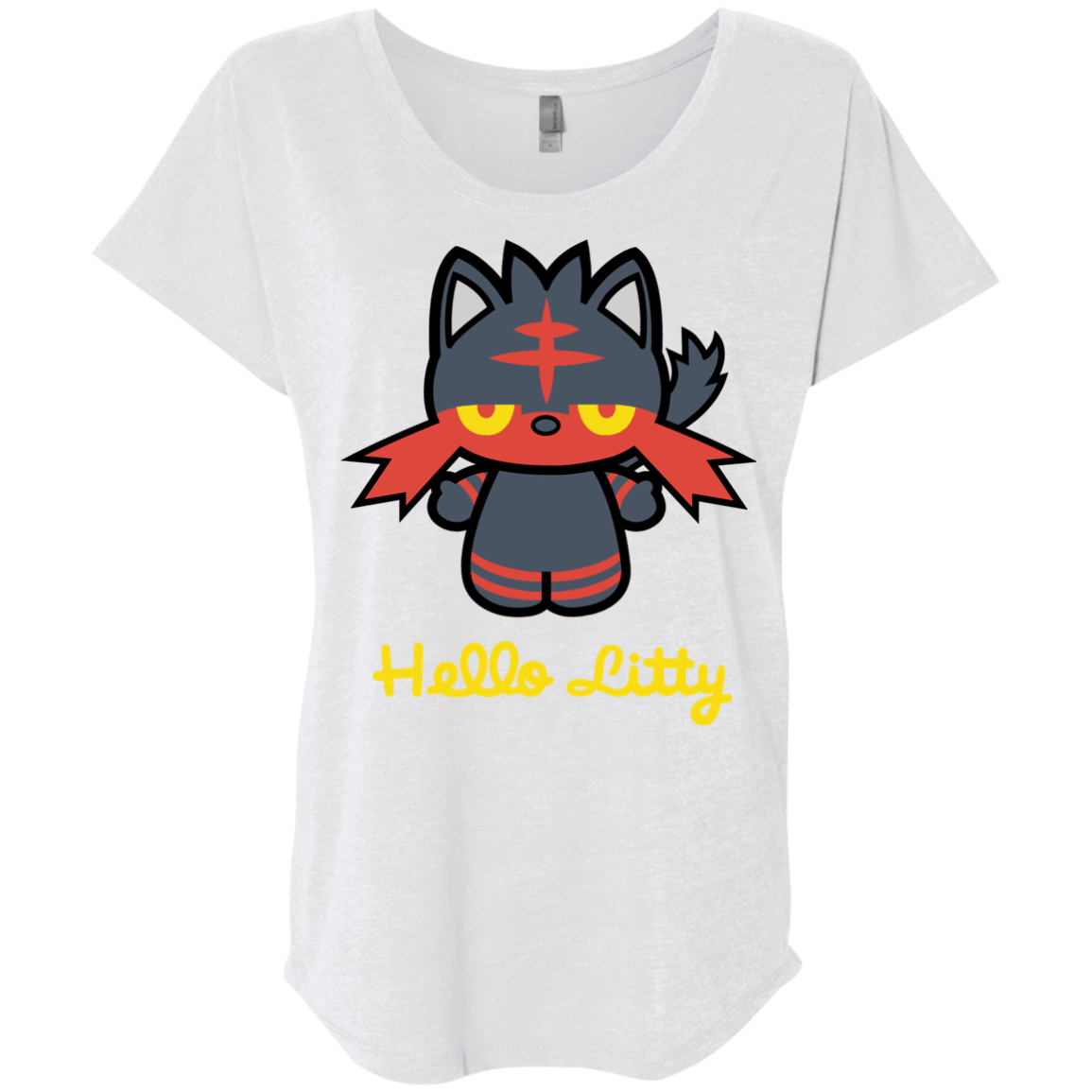 T-Shirts Heather White / X-Small Hello Litty Triblend Dolman Sleeve