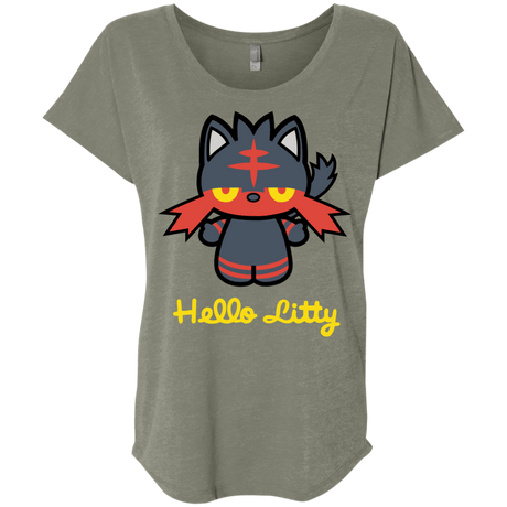 T-Shirts Venetian Grey / X-Small Hello Litty Triblend Dolman Sleeve