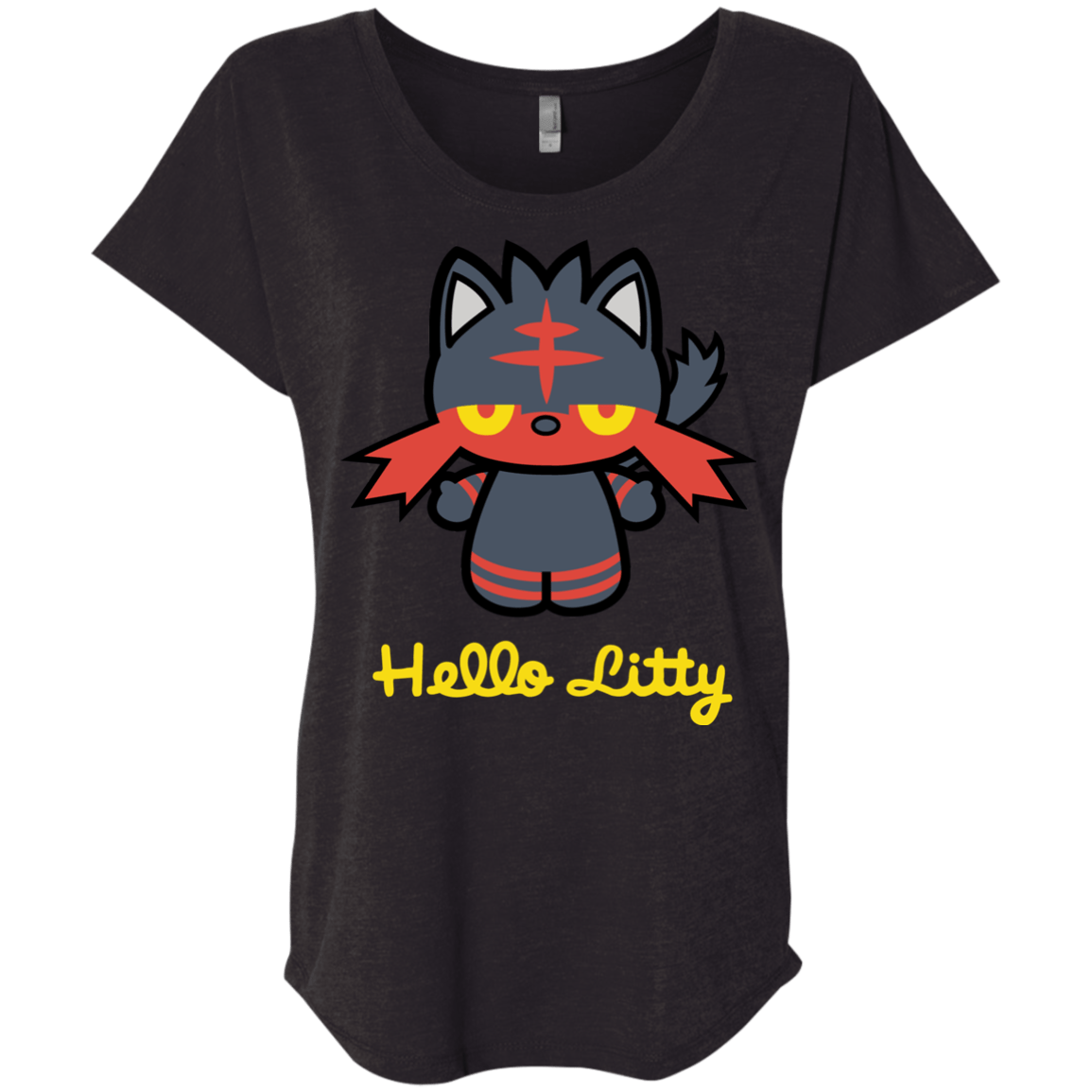 T-Shirts Vintage Black / X-Small Hello Litty Triblend Dolman Sleeve