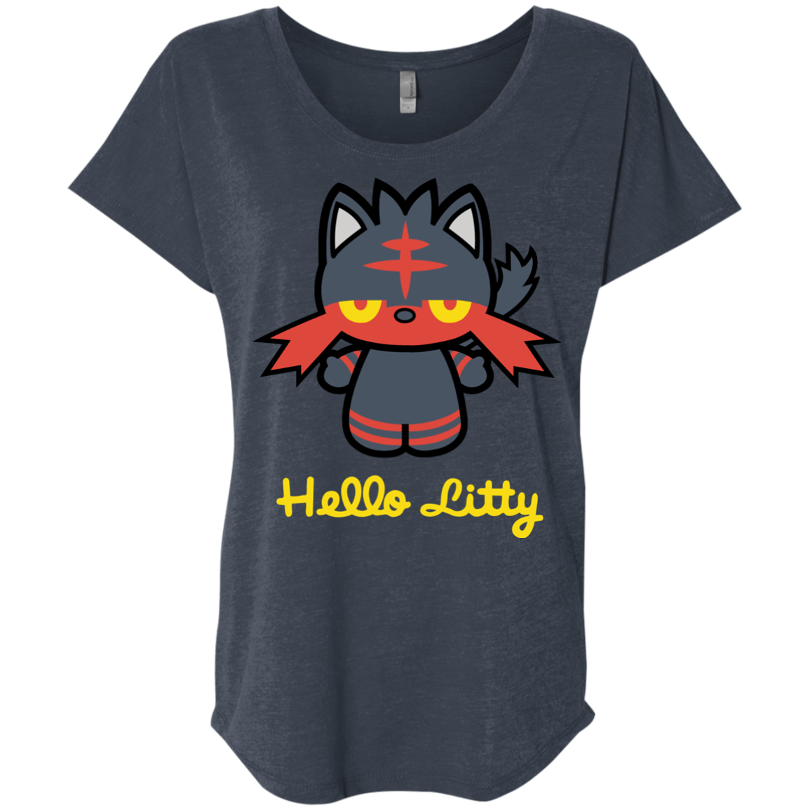 T-Shirts Vintage Navy / X-Small Hello Litty Triblend Dolman Sleeve