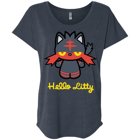 T-Shirts Vintage Navy / X-Small Hello Litty Triblend Dolman Sleeve