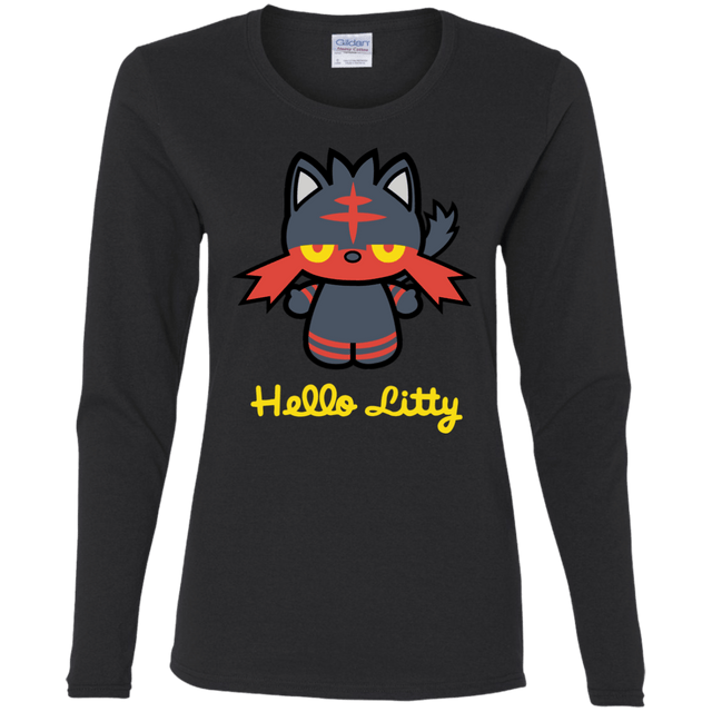 T-Shirts Black / S Hello Litty Women's Long Sleeve T-Shirt