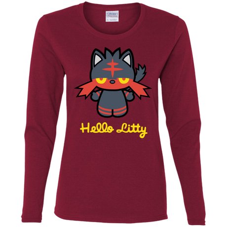 T-Shirts Cardinal / S Hello Litty Women's Long Sleeve T-Shirt