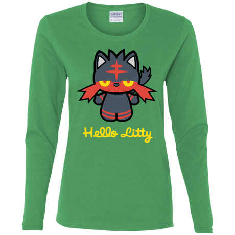 T-Shirts Irish Green / S Hello Litty Women's Long Sleeve T-Shirt