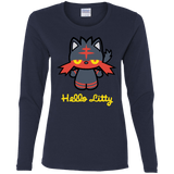 T-Shirts Navy / S Hello Litty Women's Long Sleeve T-Shirt