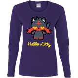 T-Shirts Purple / S Hello Litty Women's Long Sleeve T-Shirt