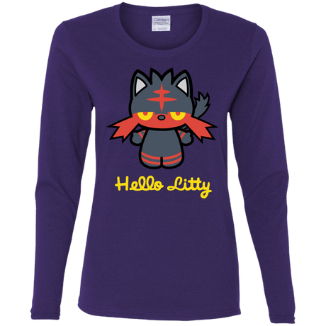 T-Shirts Purple / S Hello Litty Women's Long Sleeve T-Shirt