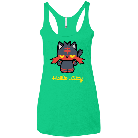 T-Shirts Envy / X-Small Hello Litty Women's Triblend Racerback Tank