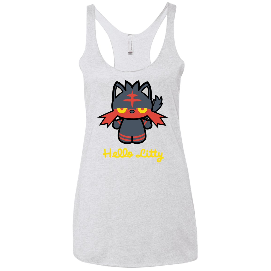 T-Shirts Heather White / X-Small Hello Litty Women's Triblend Racerback Tank