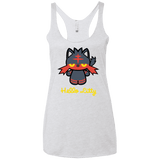 T-Shirts Heather White / X-Small Hello Litty Women's Triblend Racerback Tank