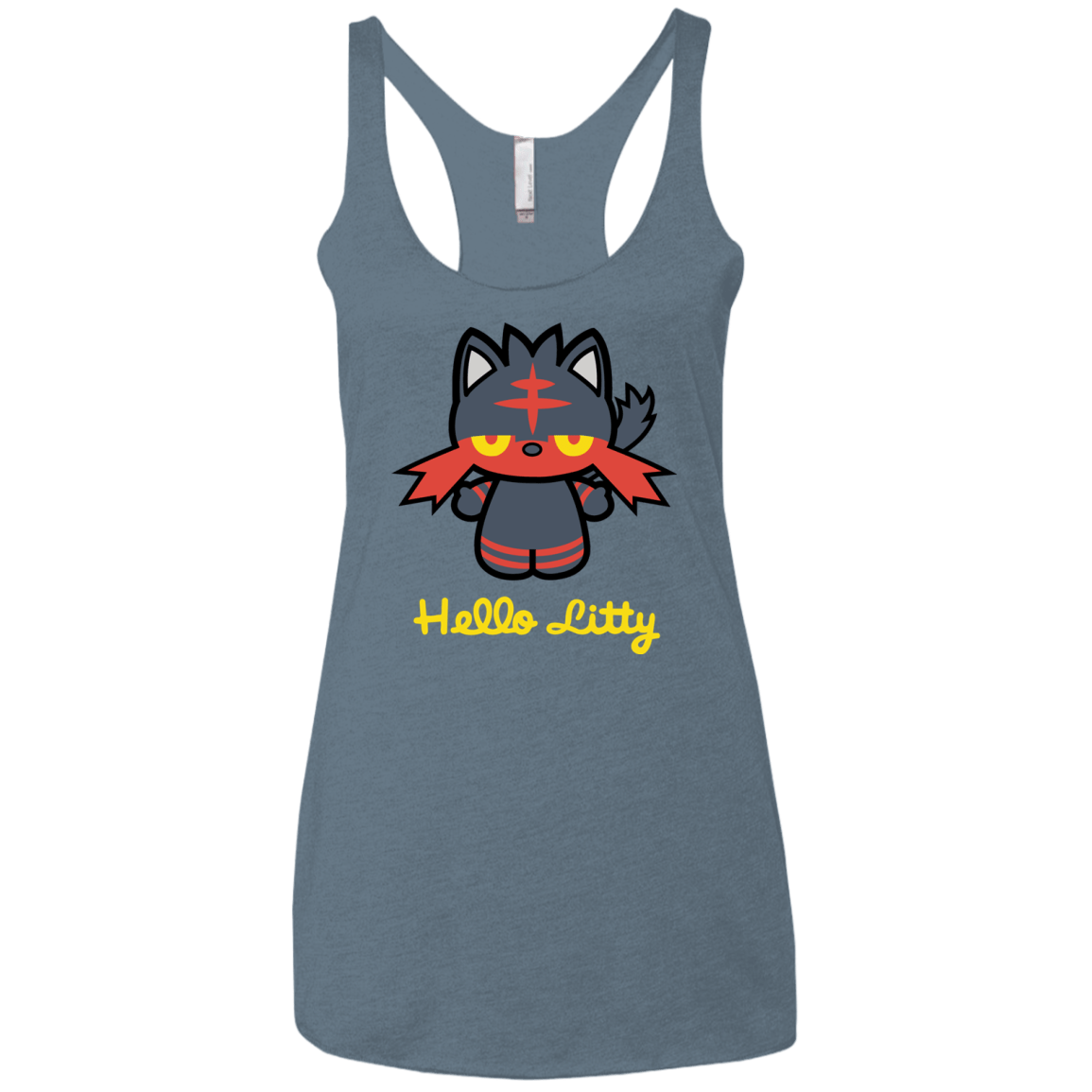 T-Shirts Indigo / X-Small Hello Litty Women's Triblend Racerback Tank