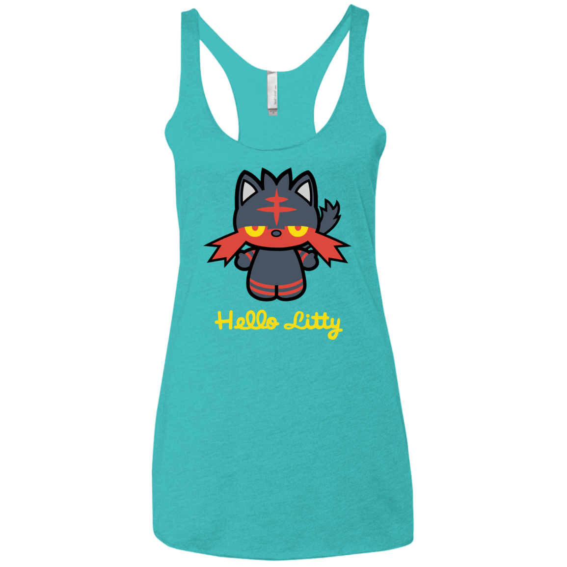 T-Shirts Tahiti Blue / X-Small Hello Litty Women's Triblend Racerback Tank