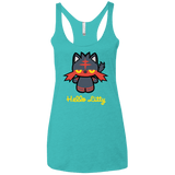 T-Shirts Tahiti Blue / X-Small Hello Litty Women's Triblend Racerback Tank