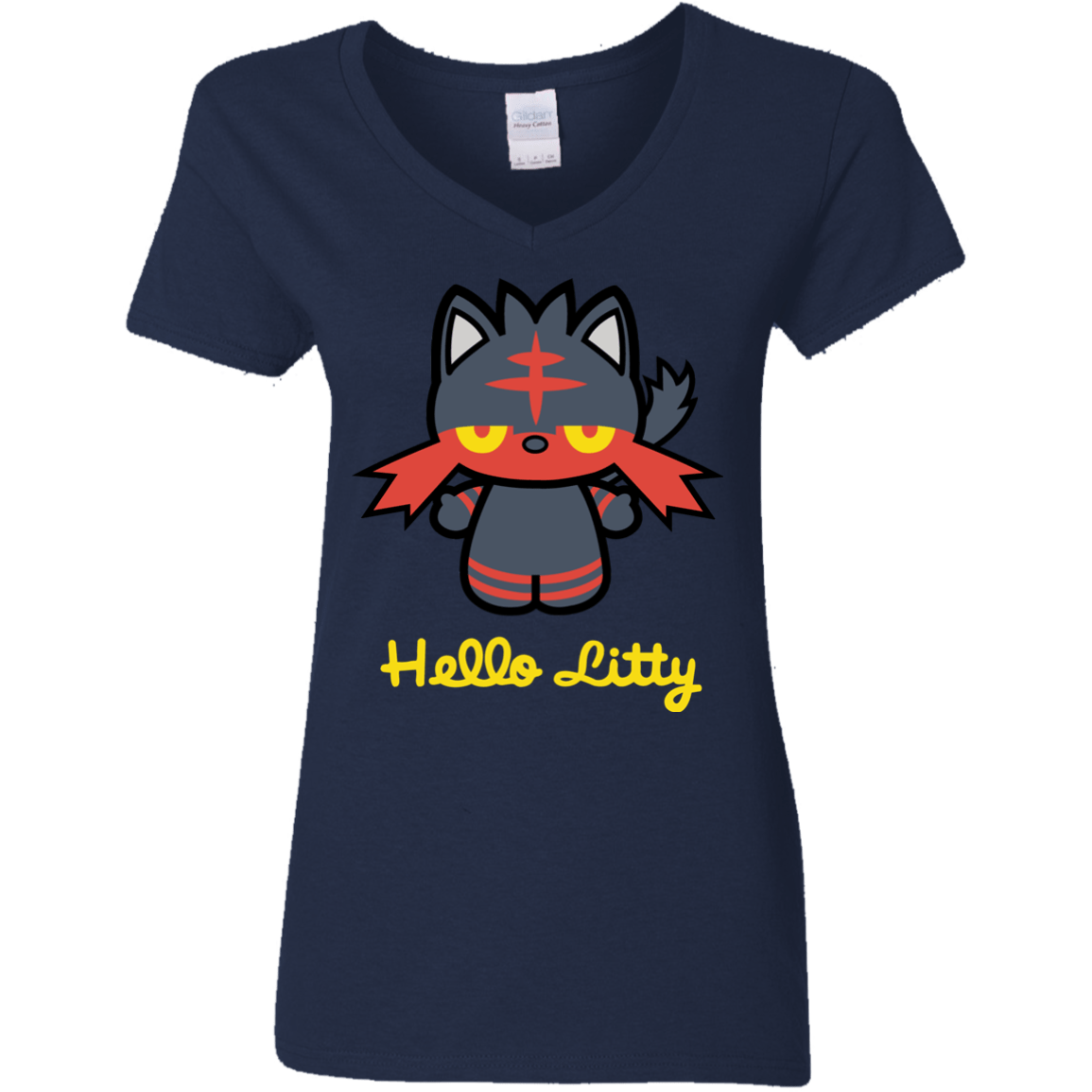 T-Shirts Navy / S Hello Litty Women's V-Neck T-Shirt