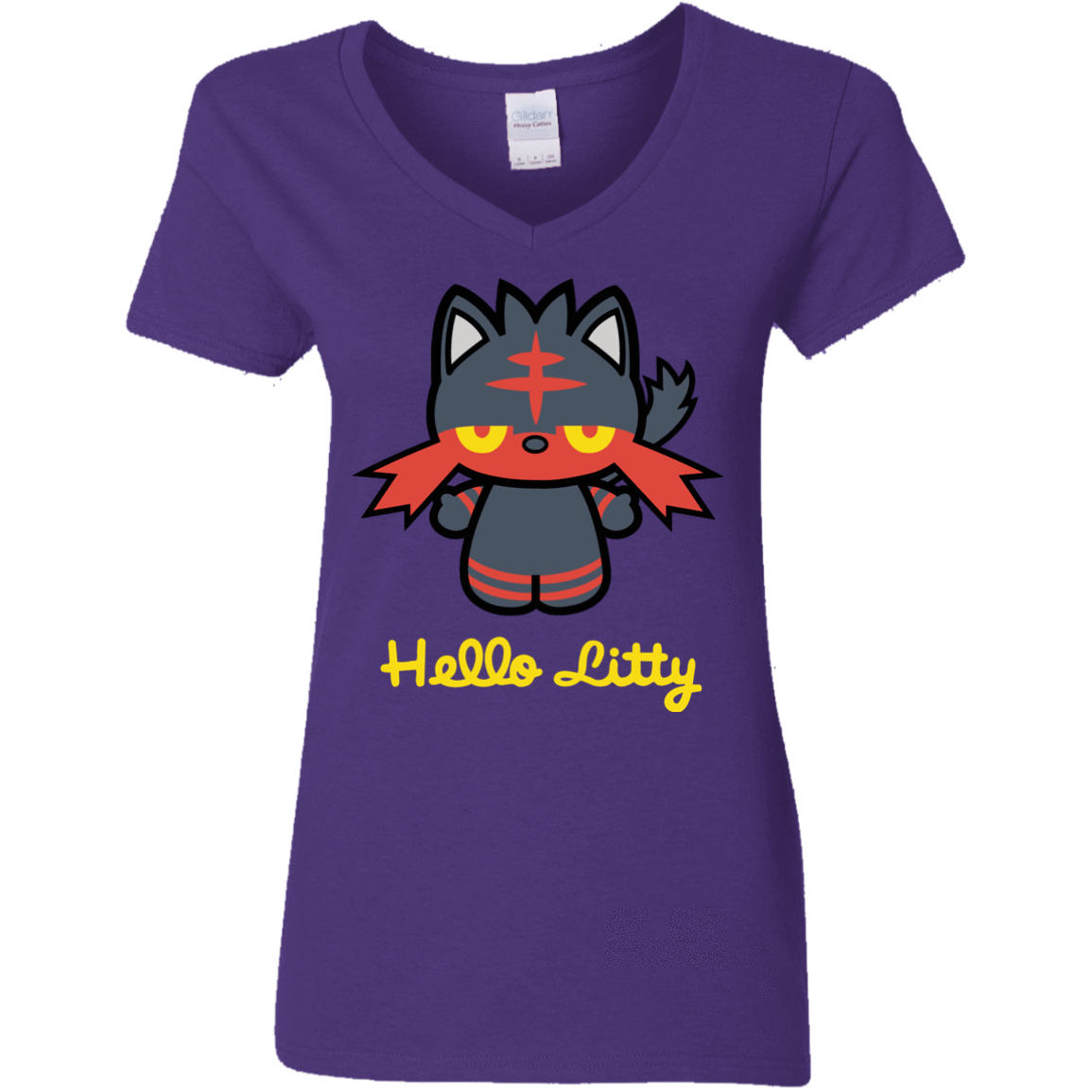 T-Shirts Purple / S Hello Litty Women's V-Neck T-Shirt