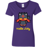 T-Shirts Purple / S Hello Litty Women's V-Neck T-Shirt