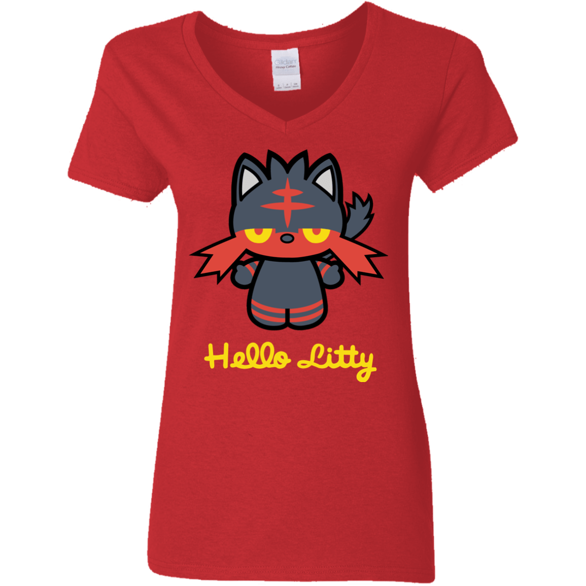 T-Shirts Red / S Hello Litty Women's V-Neck T-Shirt