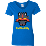 T-Shirts Royal / S Hello Litty Women's V-Neck T-Shirt