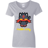 T-Shirts Sport Grey / S Hello Litty Women's V-Neck T-Shirt