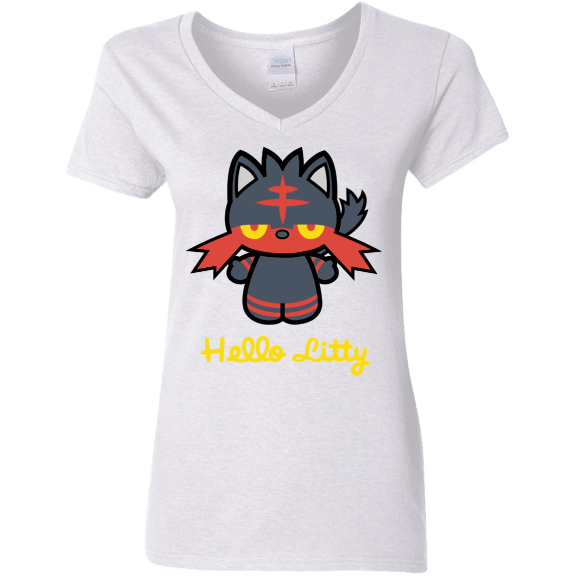 T-Shirts White / S Hello Litty Women's V-Neck T-Shirt