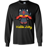 T-Shirts Black / YS Hello Litty Youth Long Sleeve T-Shirt