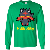 T-Shirts Irish Green / YS Hello Litty Youth Long Sleeve T-Shirt