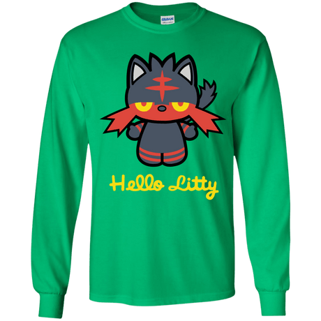 T-Shirts Irish Green / YS Hello Litty Youth Long Sleeve T-Shirt
