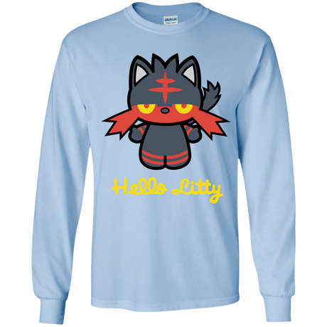 T-Shirts Light Blue / YS Hello Litty Youth Long Sleeve T-Shirt