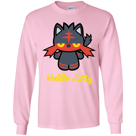 T-Shirts Light Pink / YS Hello Litty Youth Long Sleeve T-Shirt