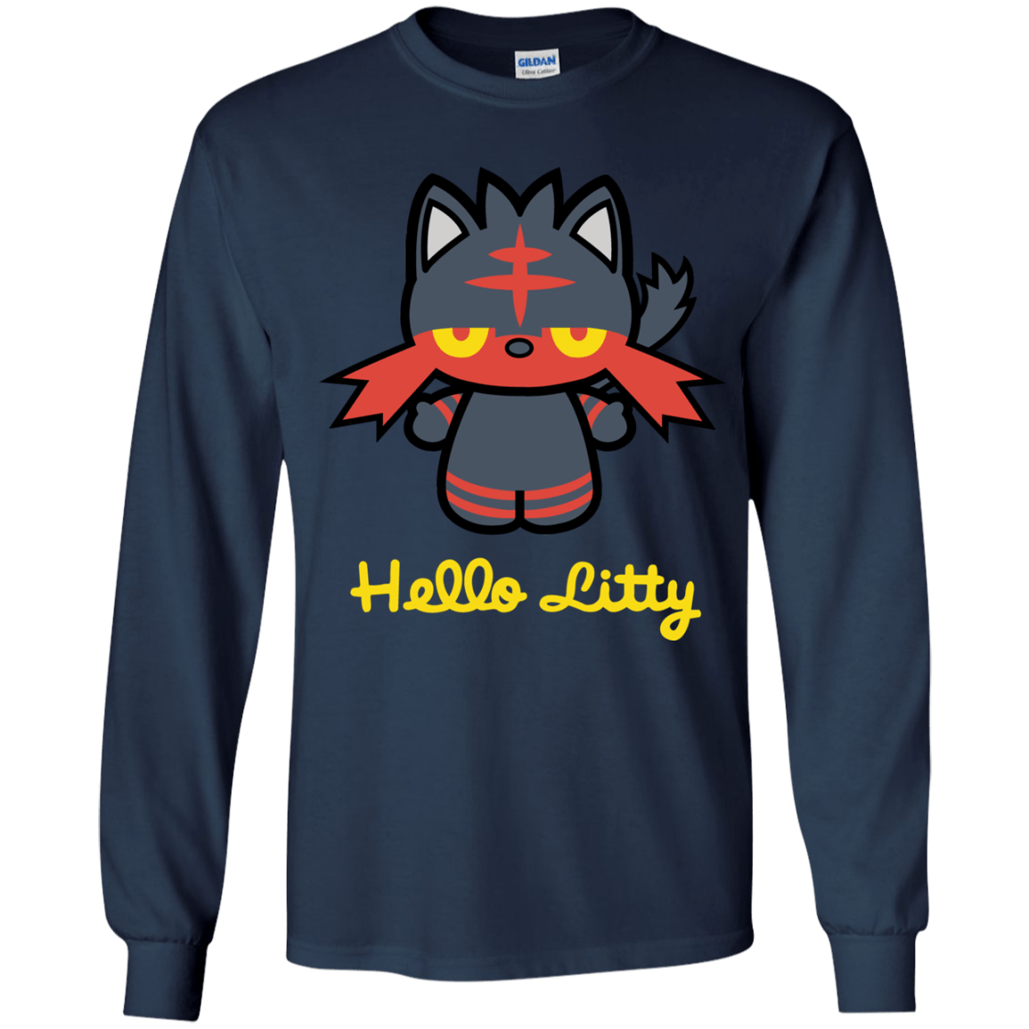 T-Shirts Navy / YS Hello Litty Youth Long Sleeve T-Shirt