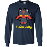 T-Shirts Navy / YS Hello Litty Youth Long Sleeve T-Shirt