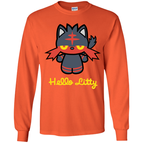 T-Shirts Orange / YS Hello Litty Youth Long Sleeve T-Shirt